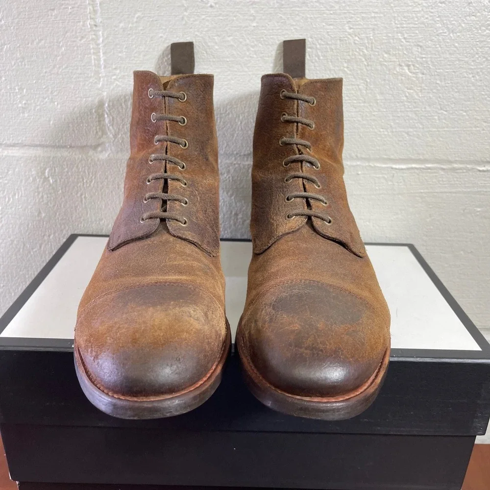 Taft The Dragon 9520 Cap Toe Brown Roughout Suede Boots Lace up Men's 10 US
